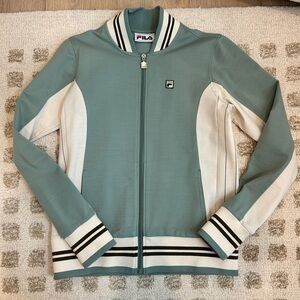 FILA Sage Green & Cream Zip-Up Track Jacket